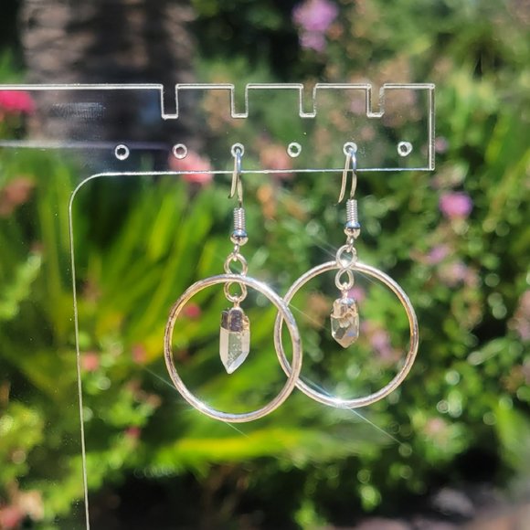 Crystal Quartz Point Ring Earrings - Picture 4 of 5